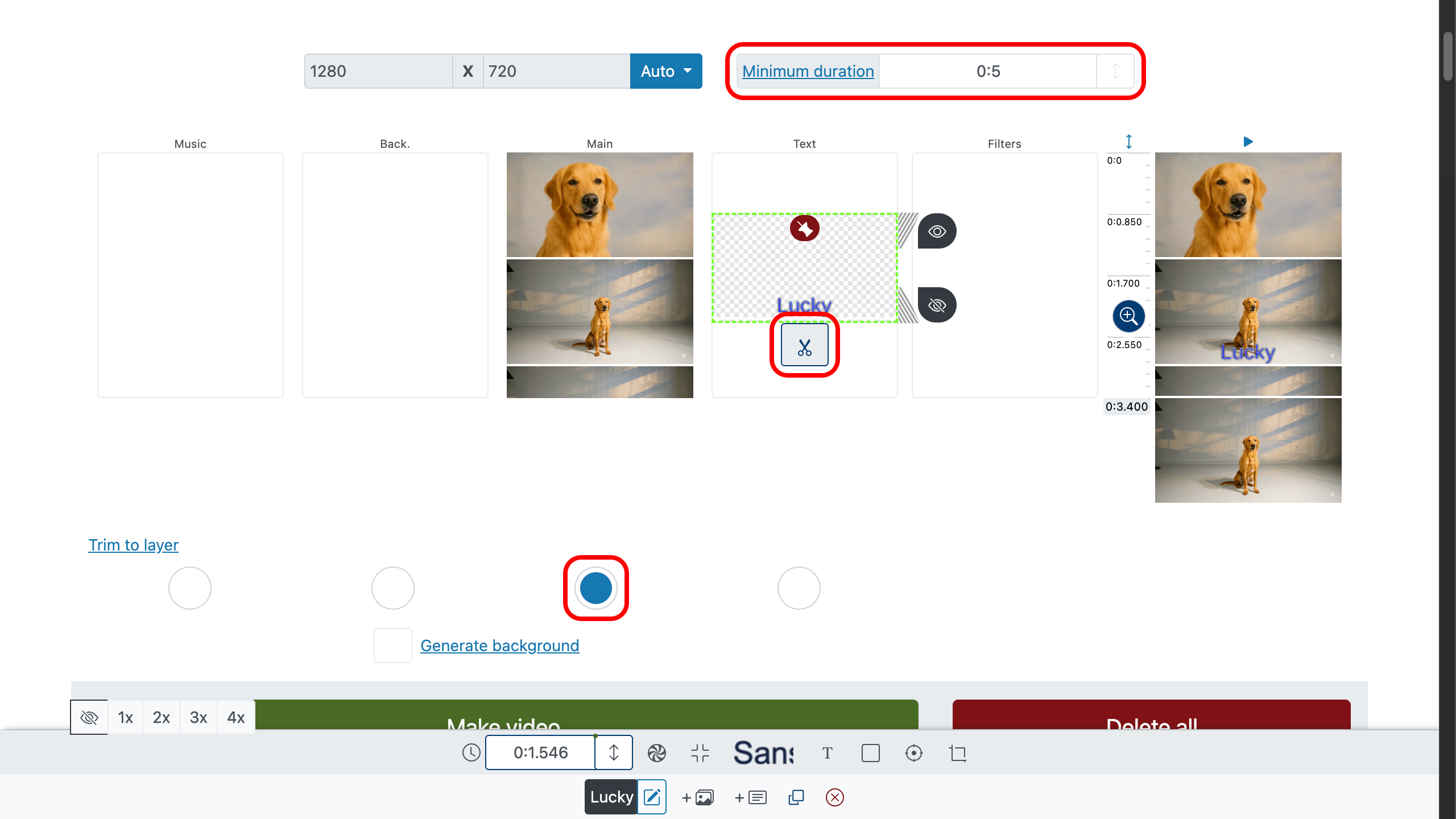 Add text to video - text duration